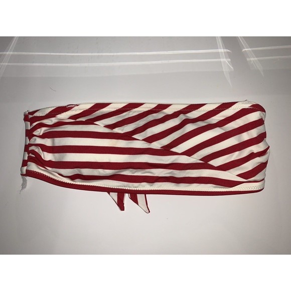 H&M bikini top, strapless, red and white striped, padded, size women’s 2 - Picture 1 of 3